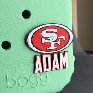 Personalized San Francisco 49ers Bogg Bag Name Tag, 49ers Bogg Bag Charms